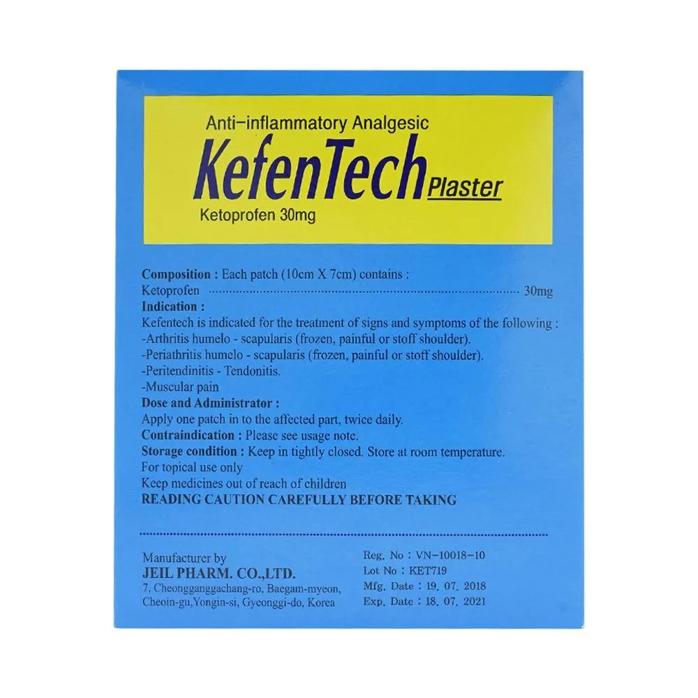 Hình ảnh Cao dán KefenTech Plaster Jeil kháng viêm, giảm đau viêm khớp, viêm bao gân, đau cơ (20 gói)