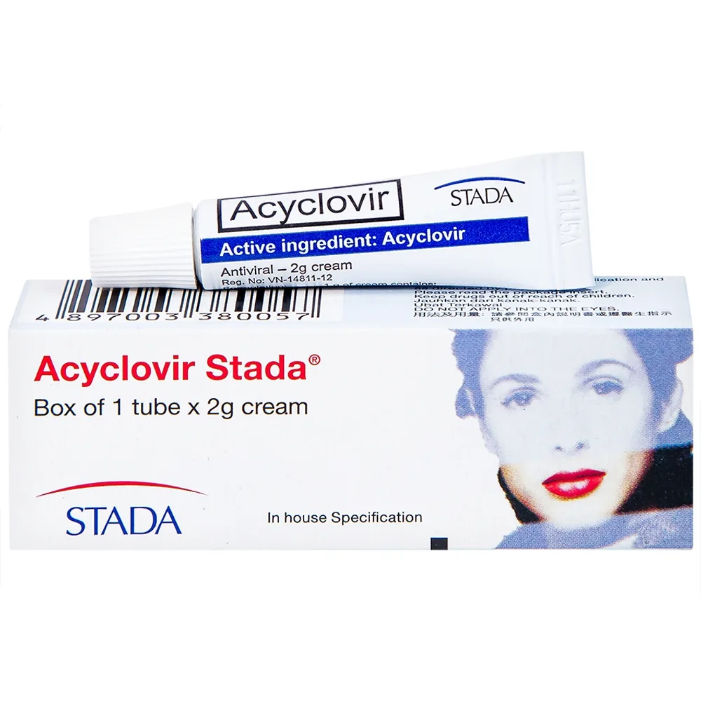 Hình ảnh Kem bôi da Acyclovir Stada Cream điều trị nhiễm virus Herpes simplex (2g)