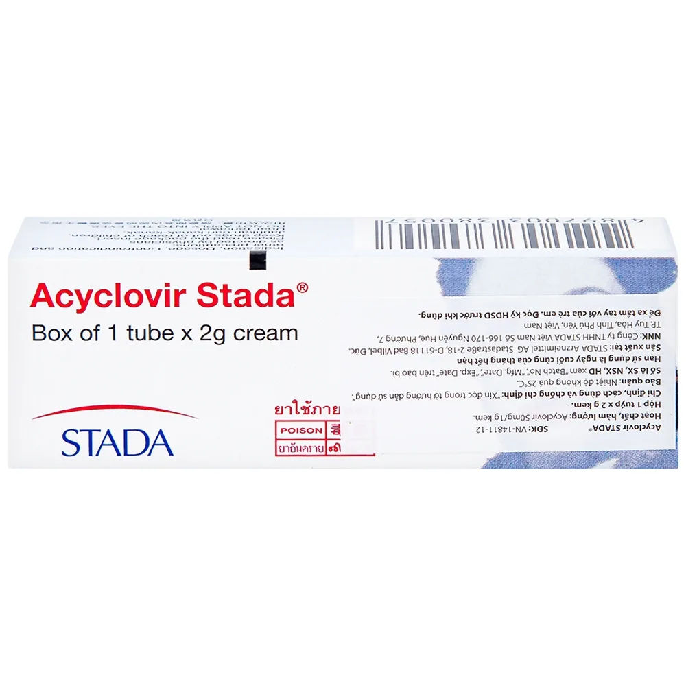 Hình ảnh Kem bôi da Acyclovir Stada Cream điều trị nhiễm virus Herpes simplex (2g)