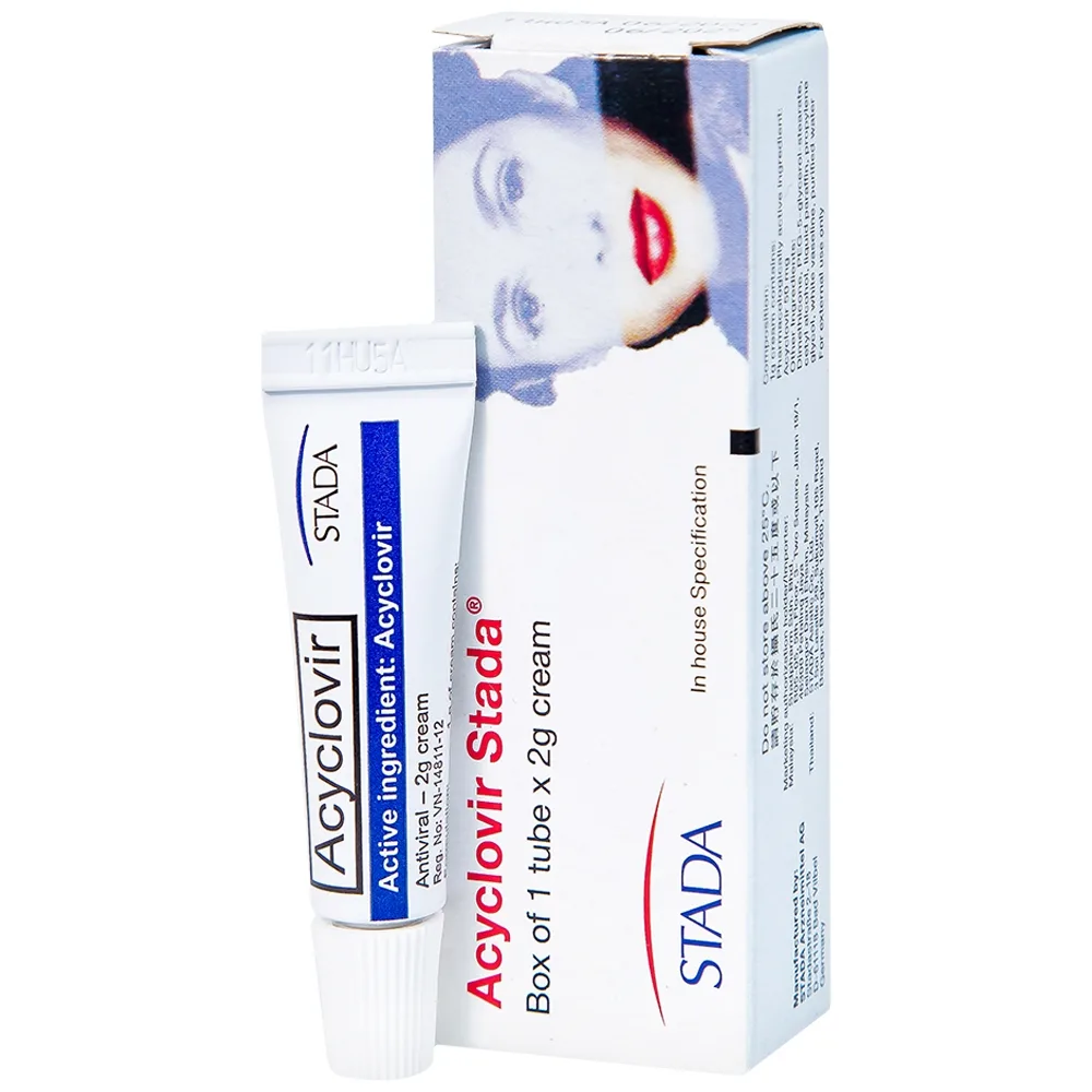 Hình ảnh Kem bôi da Acyclovir Stada Cream điều trị nhiễm virus Herpes simplex (2g)