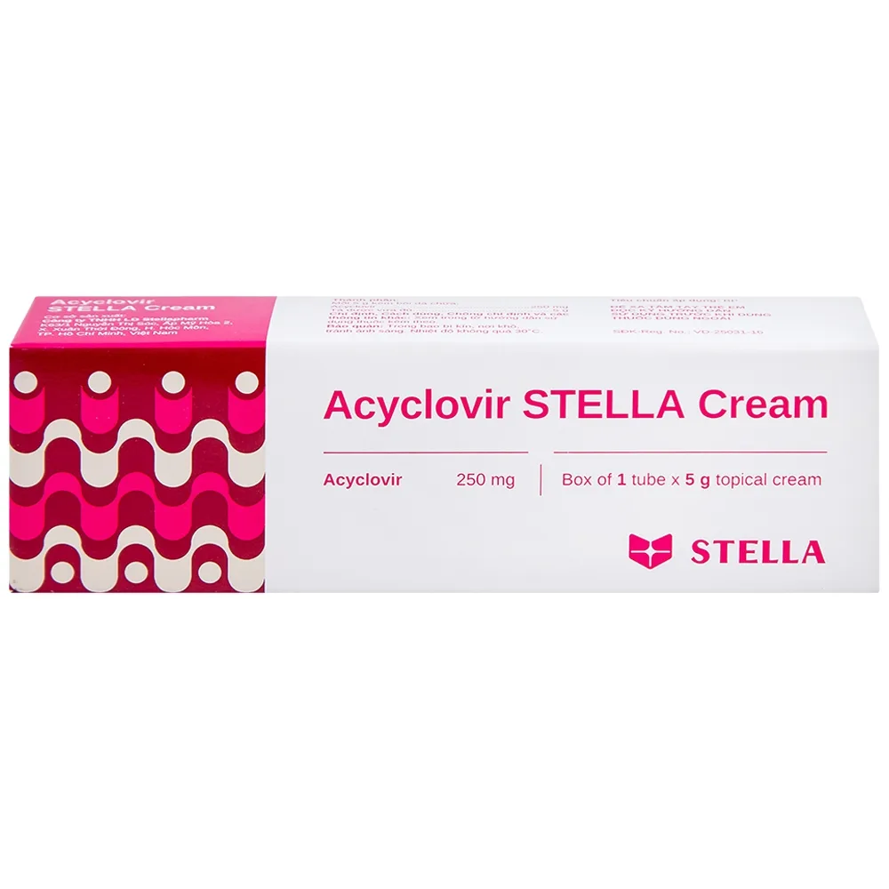 Hình ảnh Kem bôi da Acyclovir Stella Cream (5g) điều trị nhiễm virus Herpes simplex