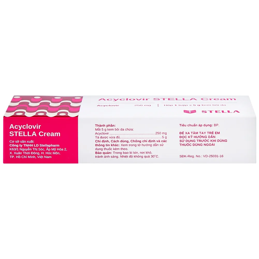 Hình ảnh Kem bôi da Acyclovir Stella Cream (5g) điều trị nhiễm virus Herpes simplex
