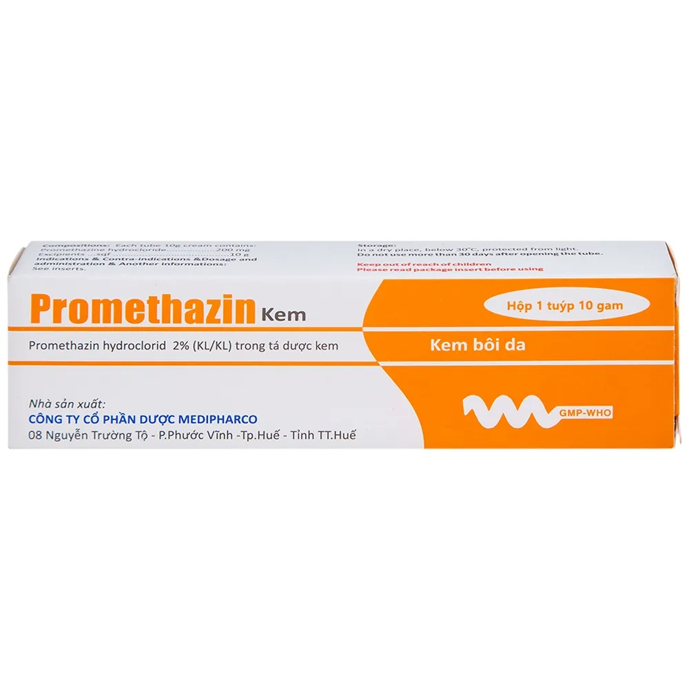 Hình ảnh Kem bôi da Promethazin 2% Medipharco điều trị ngứa sẩn, mày đay, côn trùng đốt (1 tuýp x 10g) 