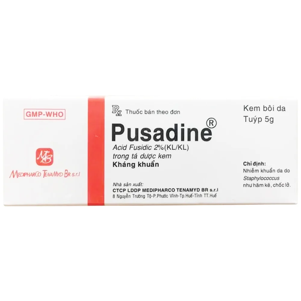 Hình ảnh Kem bôi da Pusadine 5g Medipharco điều trị nhiễm trùng da, hăm kẽ, chốc lở
