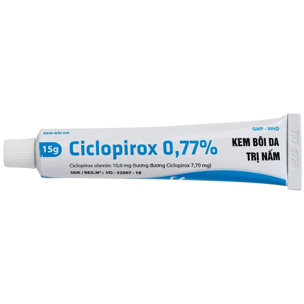 Hình ảnh Kem bôi da Ciclopirox 0,77% VCP điều trị nấm da chân, nấm da đùi và nấm da toàn thân (15g)