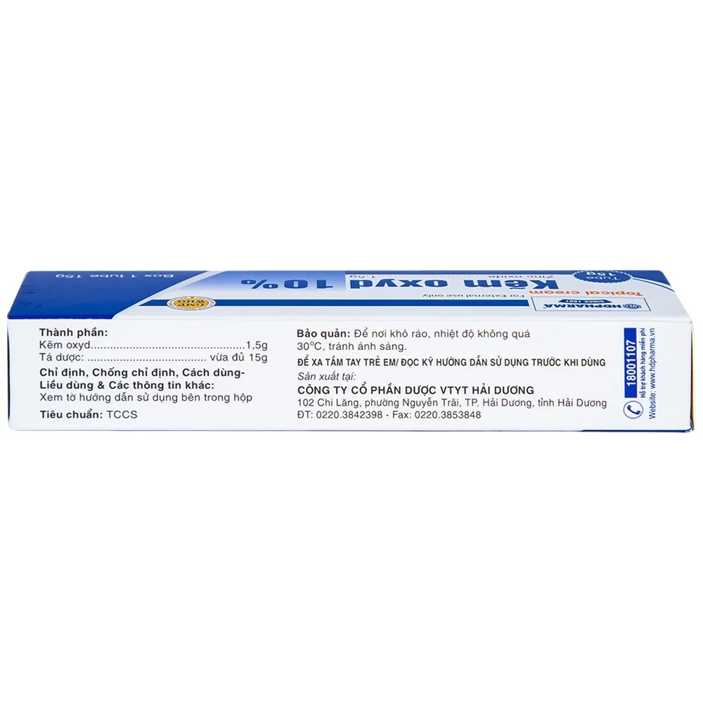 Hình ảnh Kem bôi da Kẽm Oxyd 10% HDPharma điều trị các bệnh da và nhiễm khuẩn da (15g)