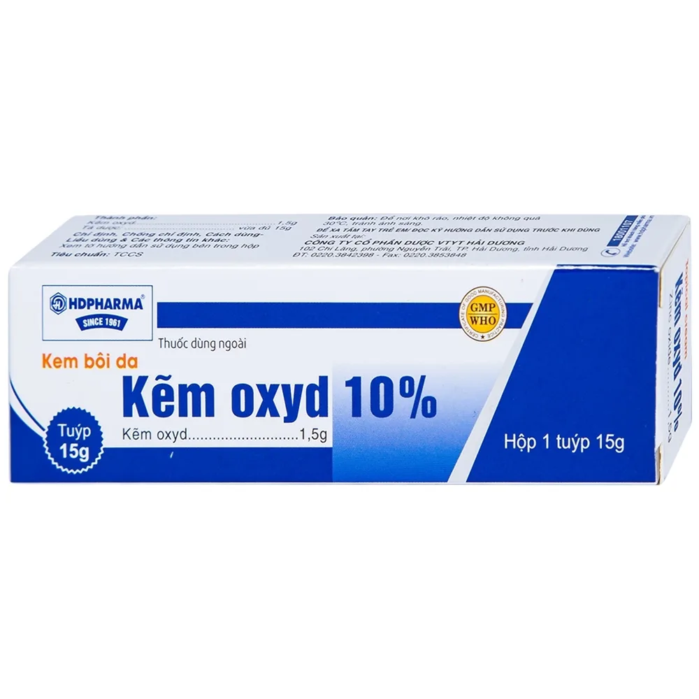 Hình ảnh Kem bôi da Kẽm Oxyd 10% HDPharma điều trị các bệnh da và nhiễm khuẩn da (15g)