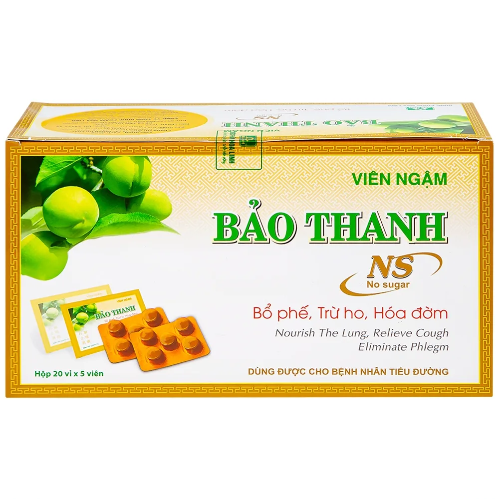 Hình ảnh Viên ngậm Bảo Thanh Hoa Linh không đường - bổ phế, trừ ho, hóa đờm (20 vỉ x 5 viên)