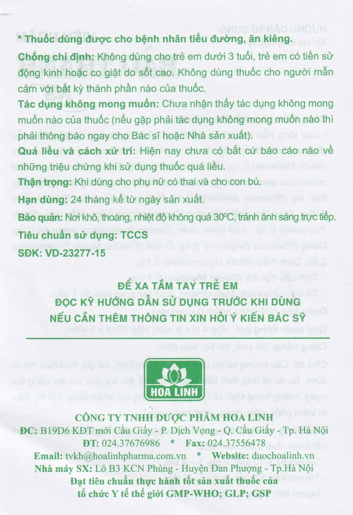 Hình ảnh Viên ngậm Bảo Thanh Hoa Linh không đường - bổ phế, trừ ho, hóa đờm (20 vỉ x 5 viên)