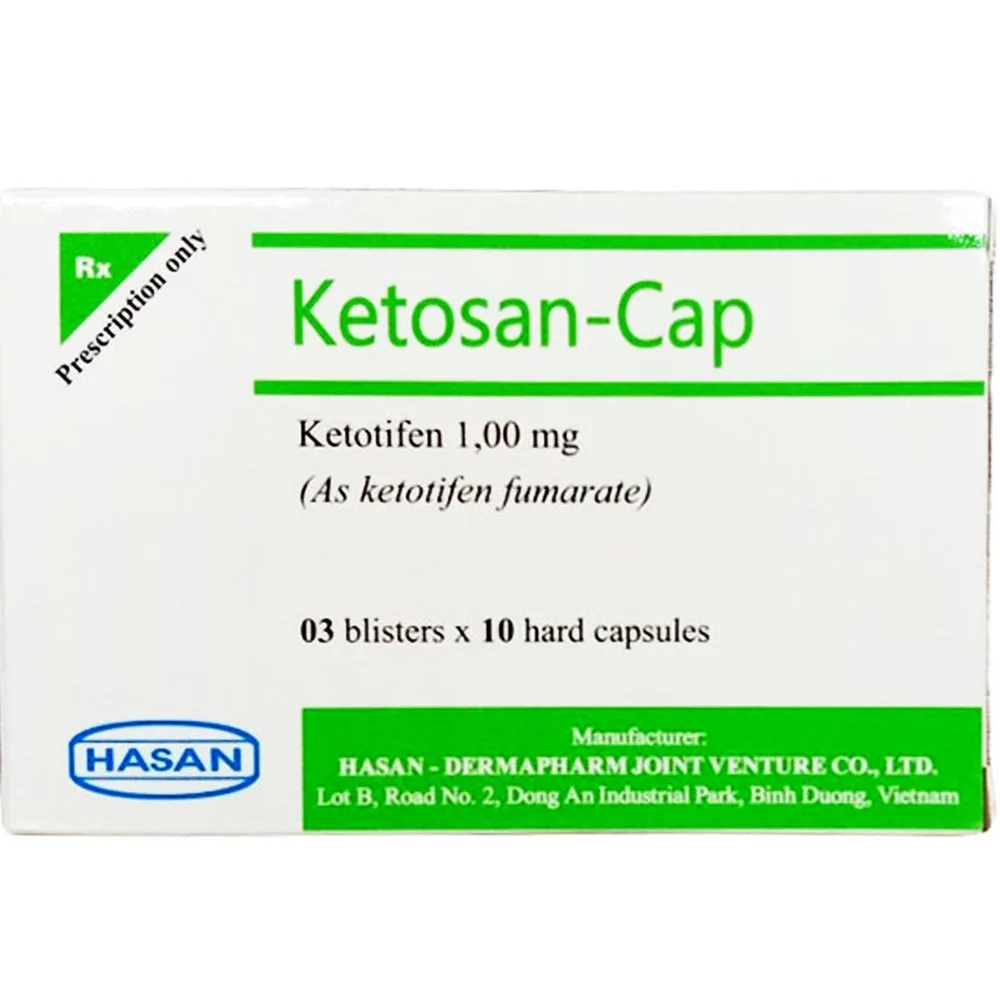 Hình ảnh Thuốc Ketosan-Cap Hasan phòng ngừa hen phế quản, điều trị viêm mũi dị ứng (3 vỉ x 10 viên)