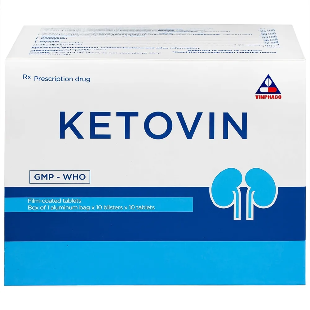 Hình ảnh Thuốc Ketovin Vinphaco phòng ngừa và điều trị rối loạn chuyển hóa protein trong suy thận mạn (10 vỉ x 10 viên)