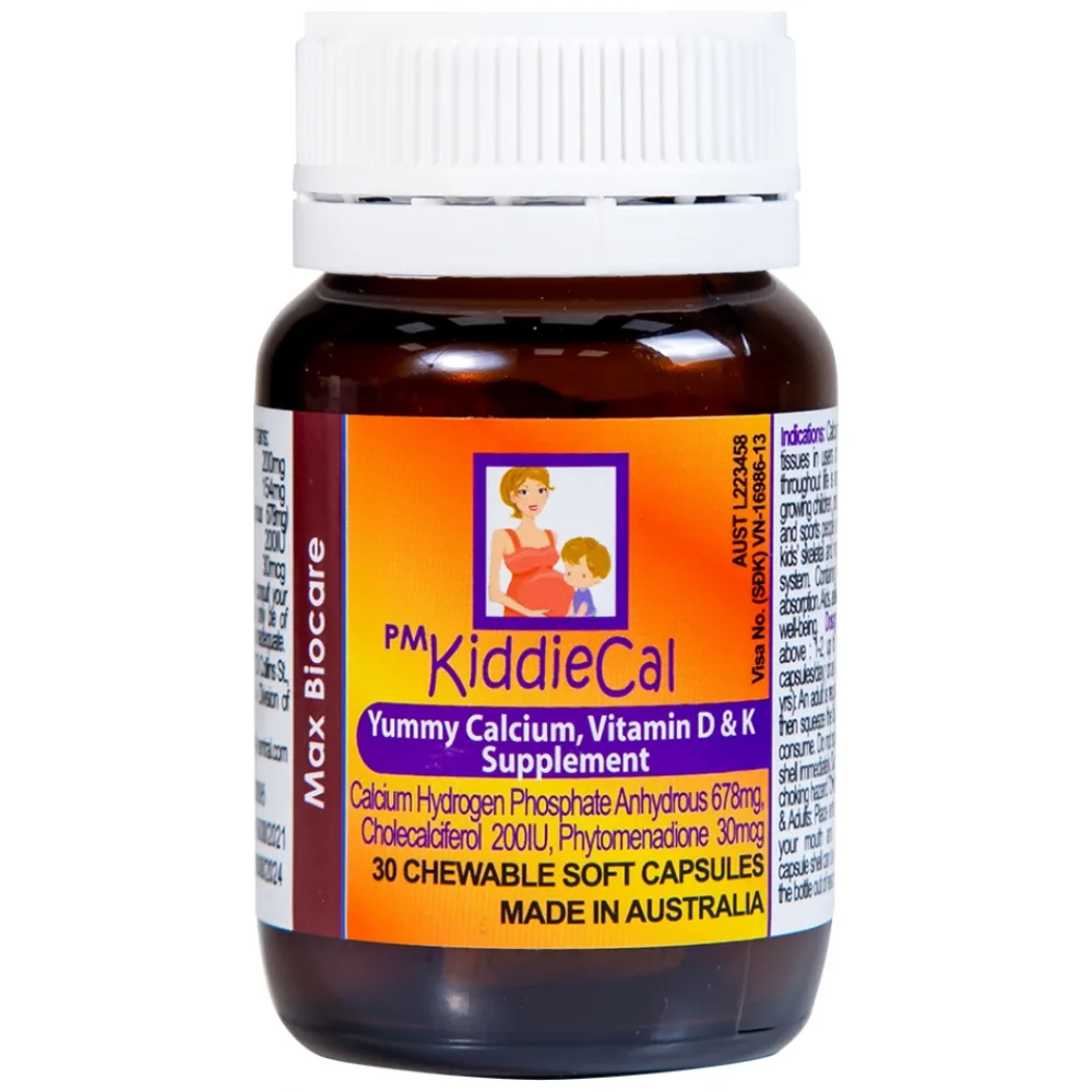 Hình ảnh Viên nhai KiddieCal Catalent bổ sung canxi và vitamin D (30 viên)