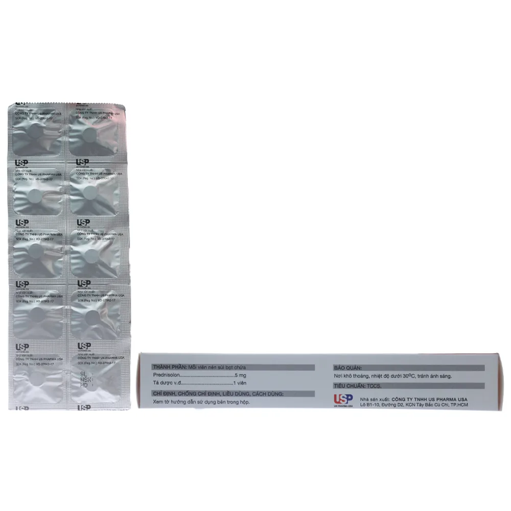Hình ảnh Viên sủi Kidpredni 5mg USP chống viêm, chống dị ứng và ức chế miễn dịch (5 vỉ x 10 viên)