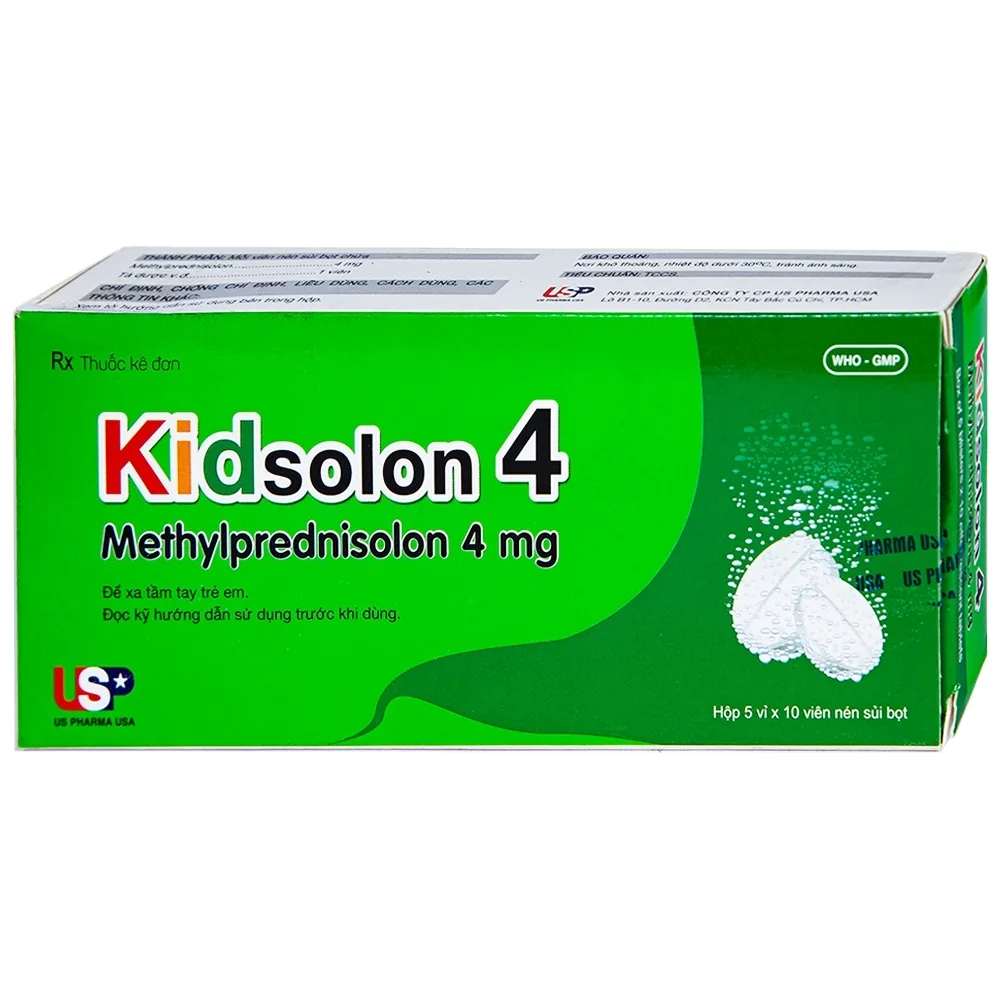 Hình ảnh Viên sủi Kidsolon 4 USP chống viêm, chống dị ứng, ức chế miễn dịch (5 vỉ x 10 viên)