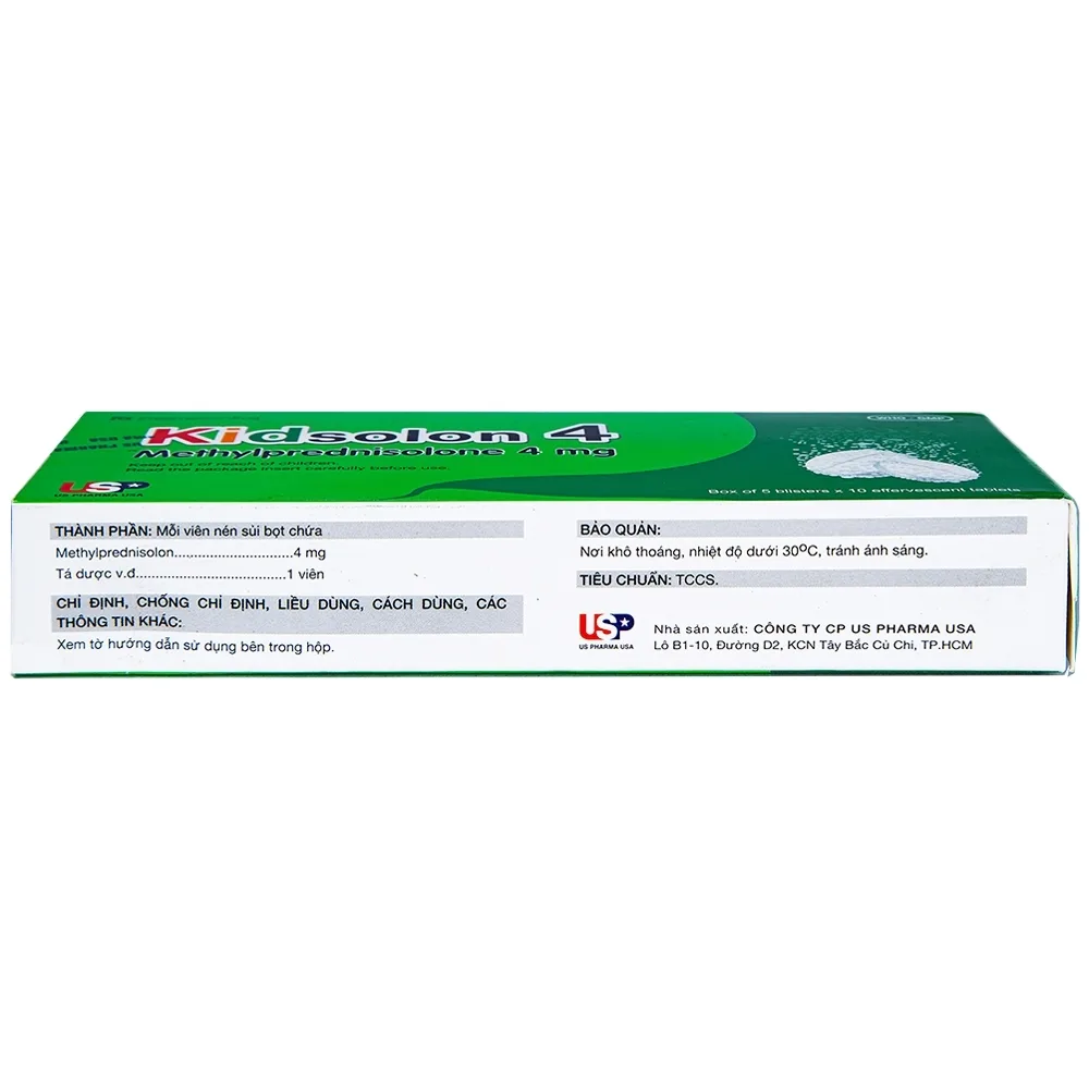Hình ảnh Viên sủi Kidsolon 4 USP chống viêm, chống dị ứng, ức chế miễn dịch (5 vỉ x 10 viên)