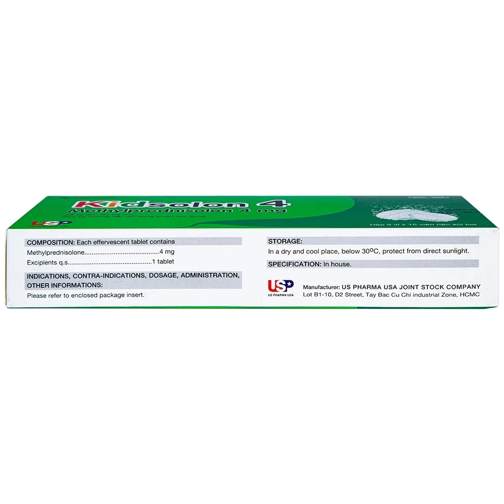 Hình ảnh Viên sủi Kidsolon 4 USP chống viêm, chống dị ứng, ức chế miễn dịch (5 vỉ x 10 viên)