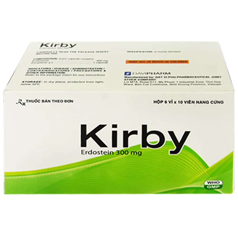 Hình ảnh Viên nang cứng Kirby 300mg Đạt Vi Phú điều trị ho đờm, viêm phế quản (6 vỉ x 10 viên)