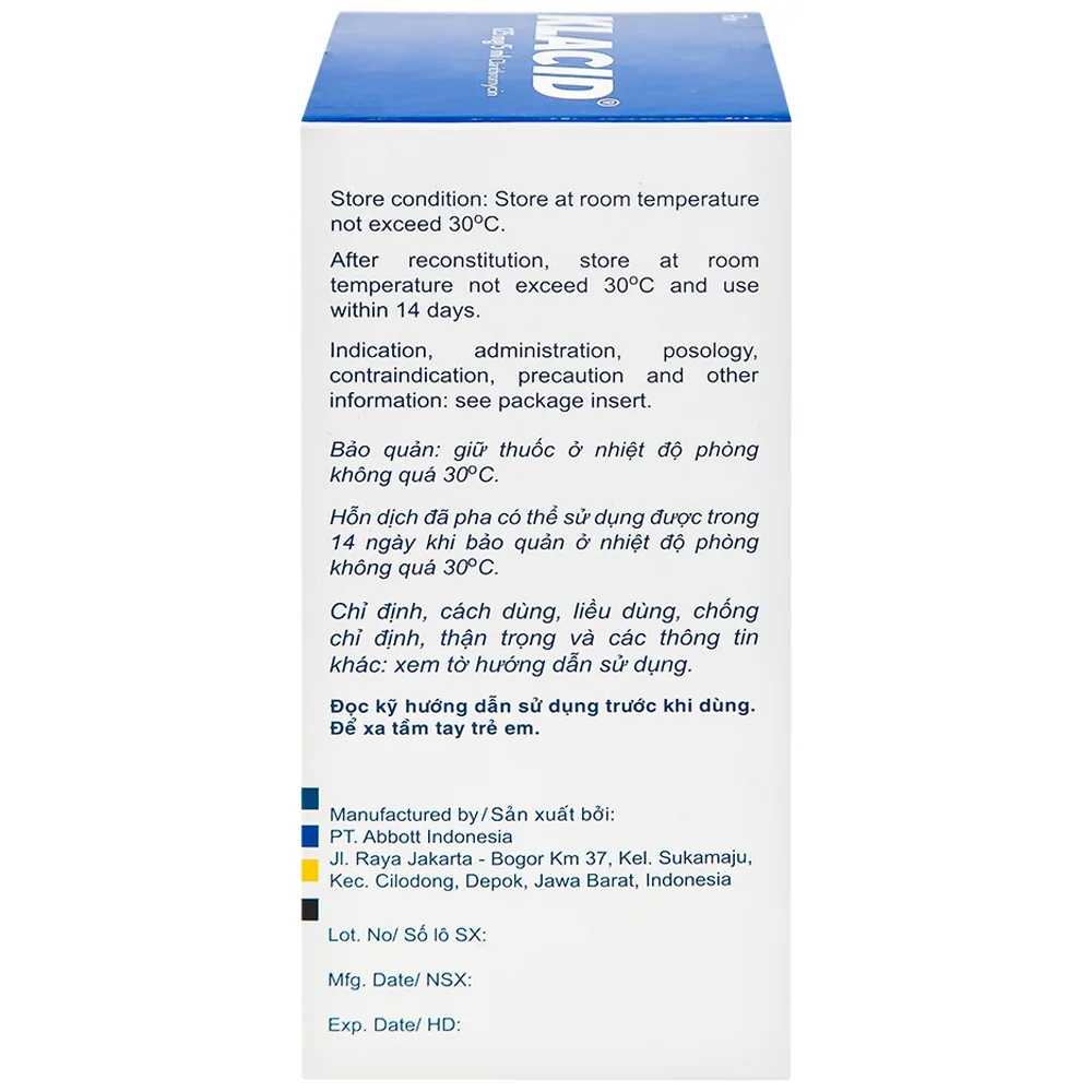 Hình ảnh Cốm pha hỗn dịch uống Klacid 125mg/5ml điều trị nhiễm khuẩn đường hô hấp (60ml)