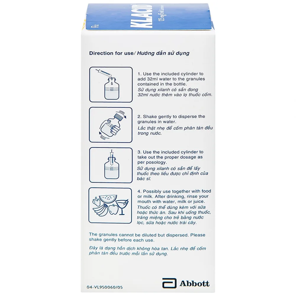Hình ảnh Cốm pha hỗn dịch uống Klacid 125mg/5ml điều trị nhiễm khuẩn đường hô hấp (60ml)