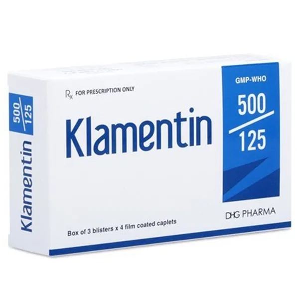 Hình ảnh Thuốc Klamentin 500/125 DHG Pharma điều trị viêm xoang, viêm tai giữa, viêm phế quản (3 vỉ x 4 viên)