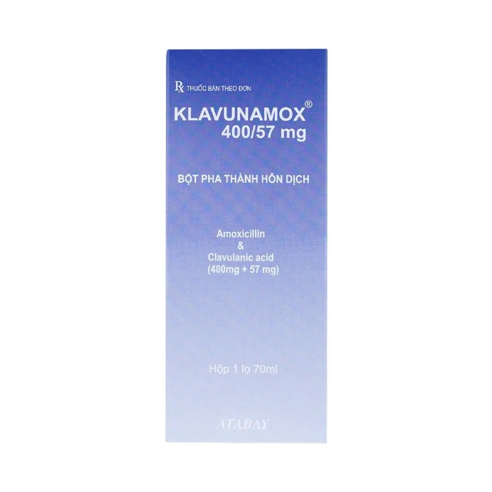 Hình ảnh Bột pha hỗn dịch uống Klavunamox 400/57mg Atabay điều trị nhiễm khuẩn nặng đường hô hấp (70ml)