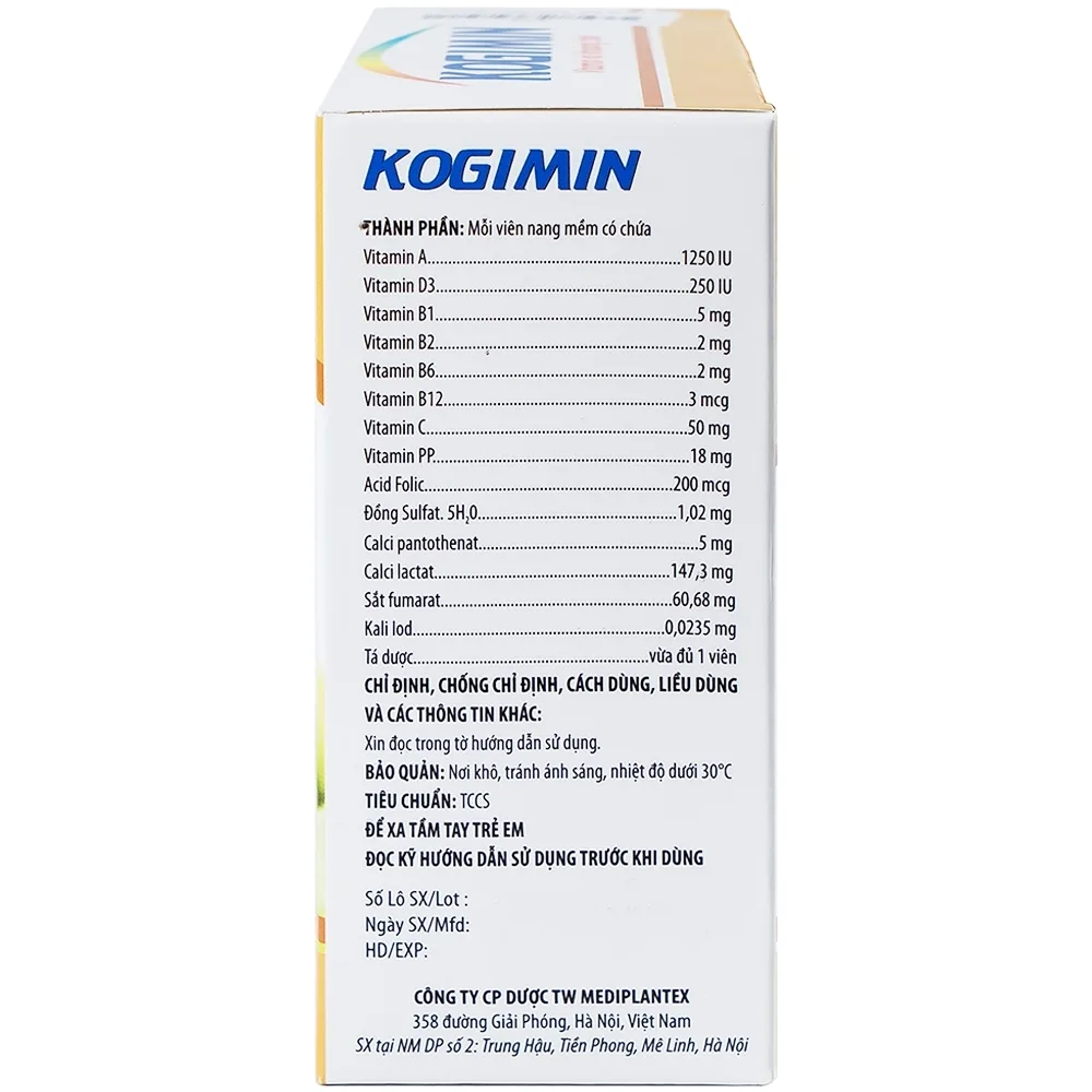 Hình ảnh Viên nang mềm Kogimin Mediplantex bổ sung vitamin và khoáng chất (12 vỉ x 5 viên)