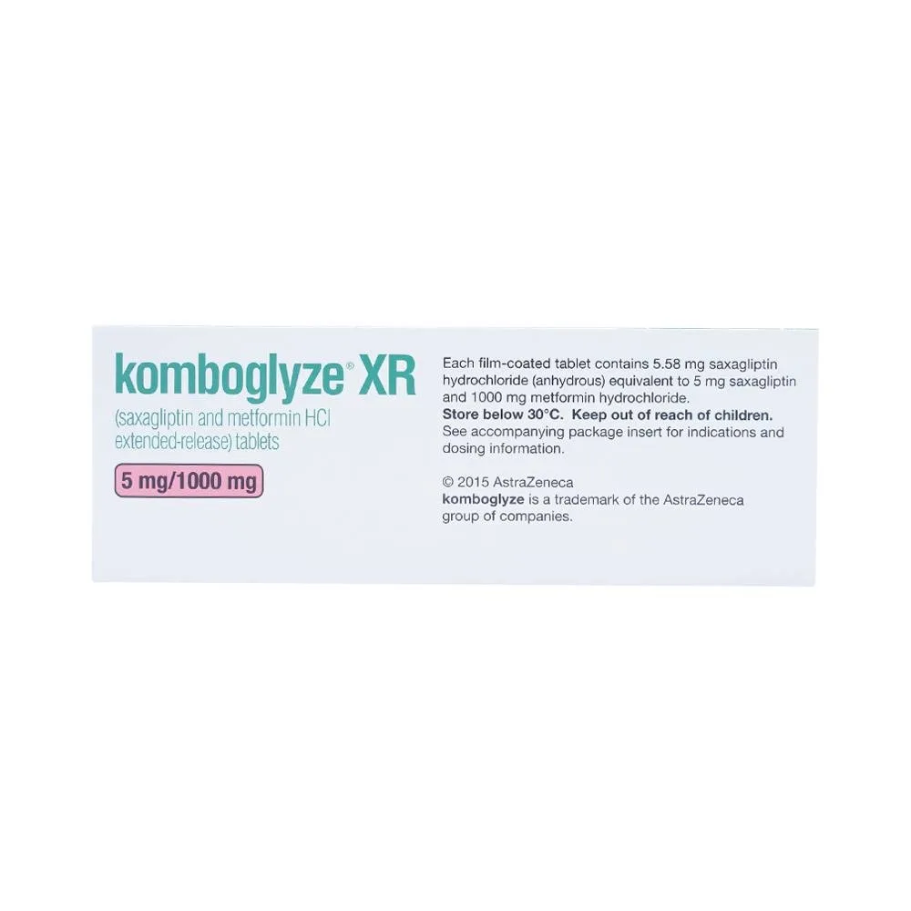 Hình ảnh Viên nén Komboglyze XR 5mg/1000mg AstraZeneca hỗ trợ kiểm soát đường huyết (4 vỉ x 7 viên)