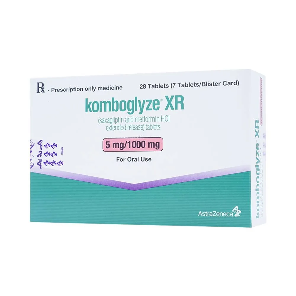 Hình ảnh Viên nén Komboglyze XR 5mg/1000mg AstraZeneca hỗ trợ kiểm soát đường huyết (4 vỉ x 7 viên)