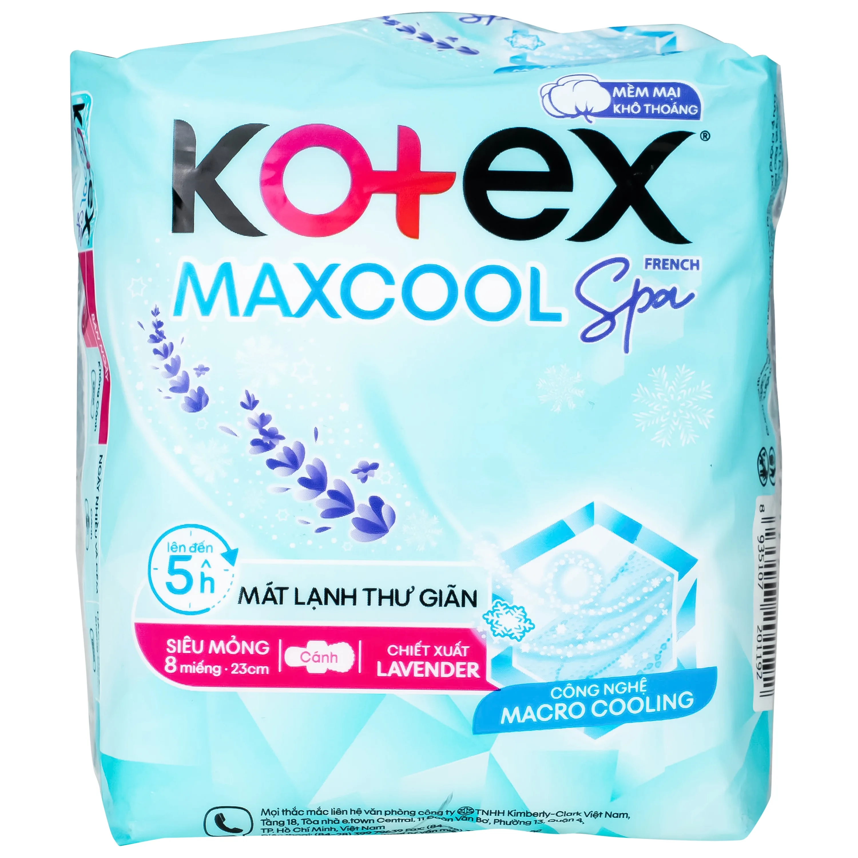 Hình ảnh Băng vệ sinh Kotex maxcool french spa siêu mỏng cánh 23cm (Gói 8 miếng)
