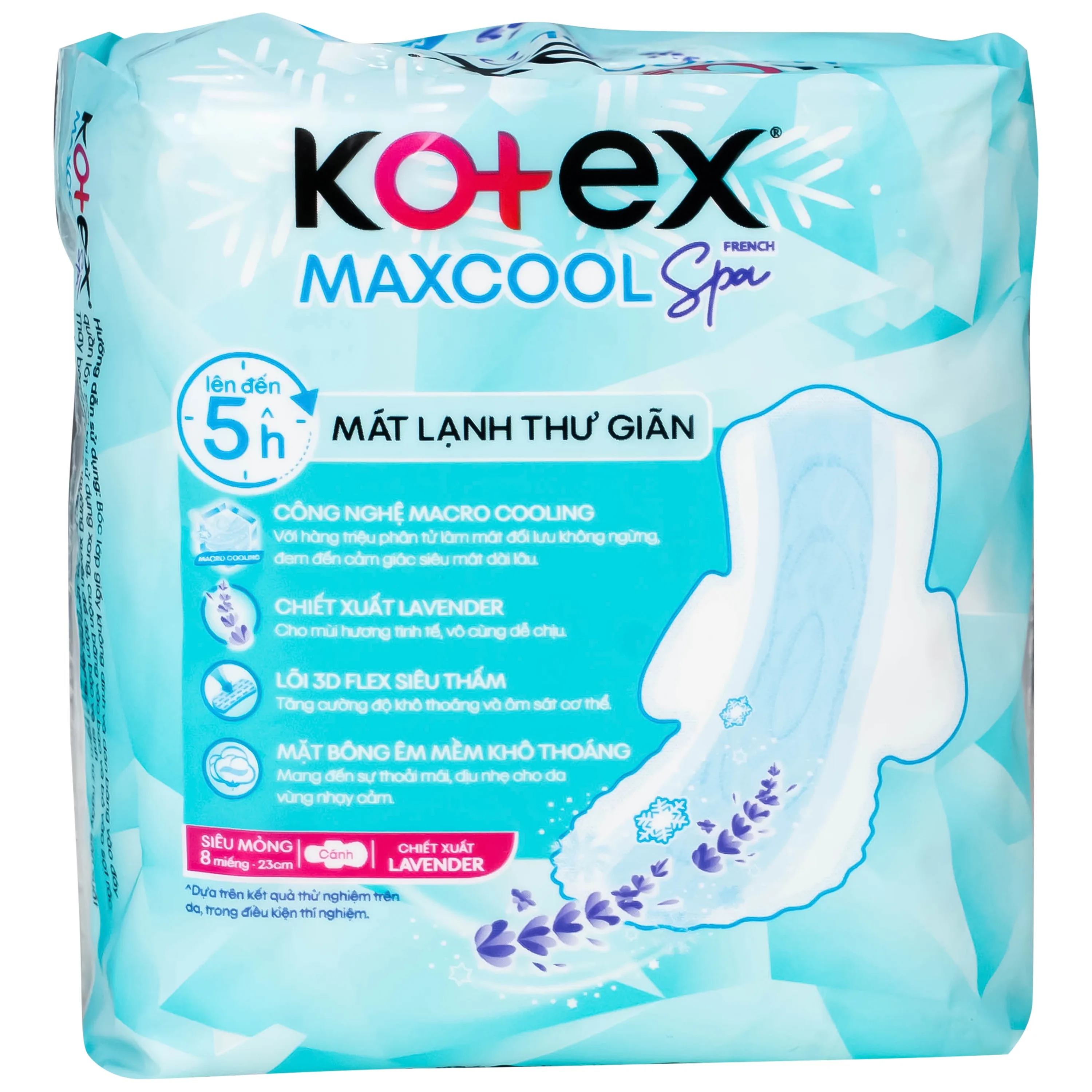 Hình ảnh Băng vệ sinh Kotex maxcool french spa siêu mỏng cánh 23cm (Gói 8 miếng)