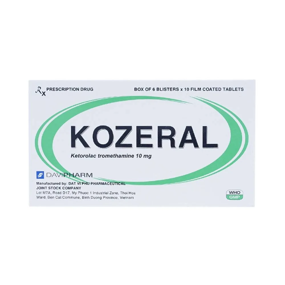 Hình ảnh Viên nén Kozeral 10mg DaviPharm điều trị đau vừa tới nặng sau phẫu thuật (6 vỉ x 10 viên)