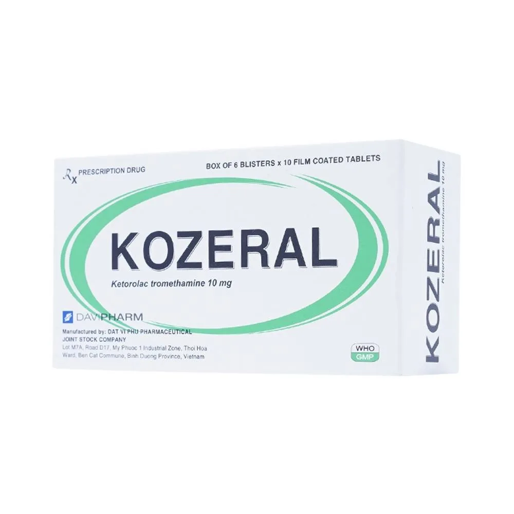 Hình ảnh Viên nén Kozeral 10mg DaviPharm điều trị đau vừa tới nặng sau phẫu thuật (6 vỉ x 10 viên)