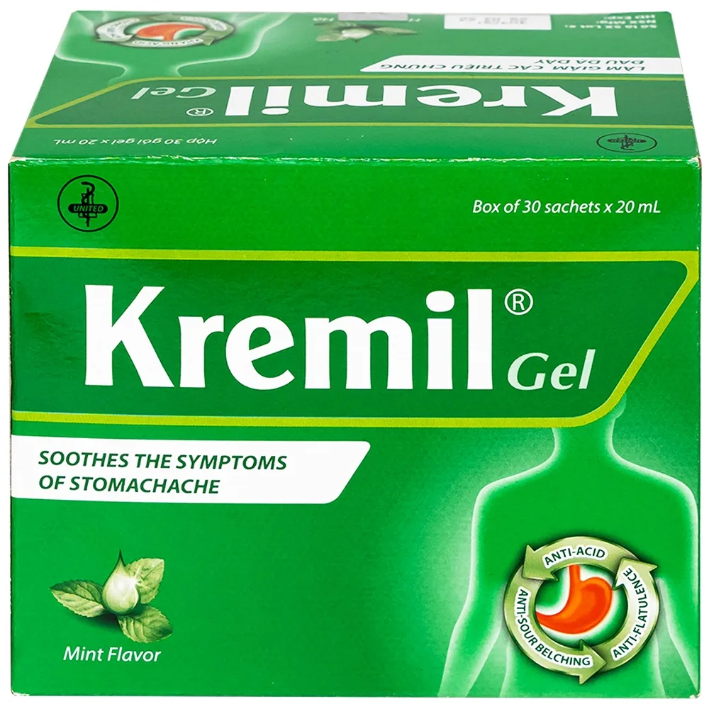 Hình ảnh Dung dịch Kremil Gel United Pharma giảm loét dạ dày - tá tràng, viêm thực quản (30 gói x 20ml)