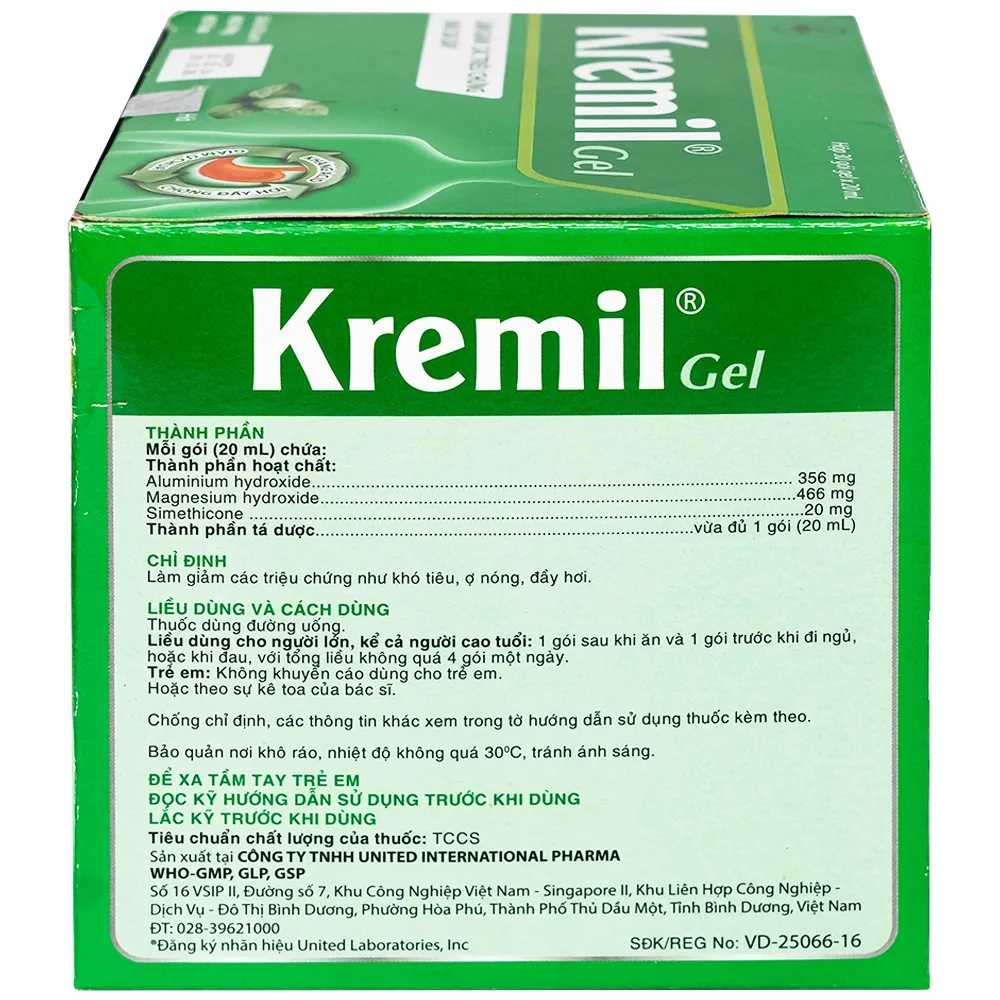 Hình ảnh Dung dịch Kremil Gel United Pharma giảm loét dạ dày - tá tràng, viêm thực quản (30 gói x 20ml)