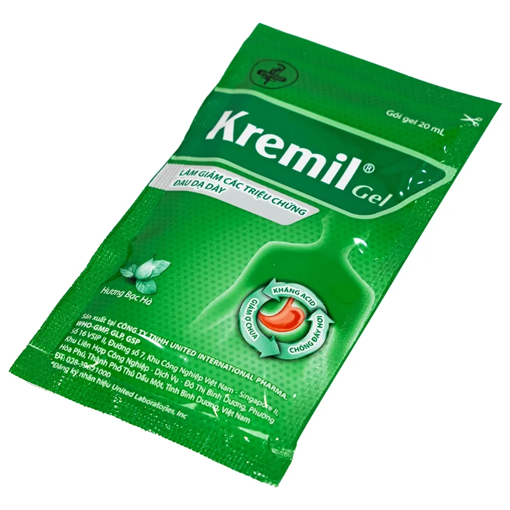 Hình ảnh Dung dịch Kremil Gel United Pharma giảm loét dạ dày - tá tràng, viêm thực quản (30 gói x 20ml)