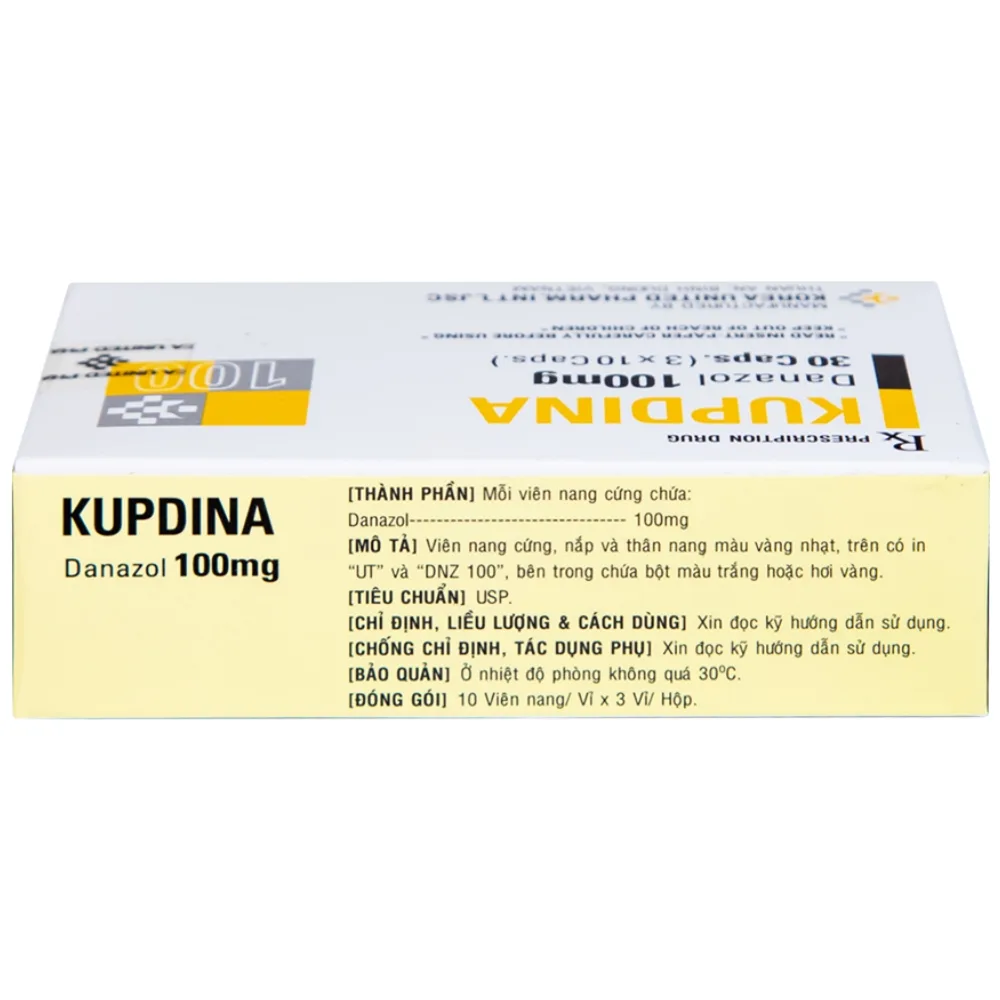 Hình ảnh Viên nang cứng Kupdina 100mg Korea United Pharm điều trị đau trong lạc nội mạc tử cung, u xơ tuyến vú (3 vỉ x 10 viên)