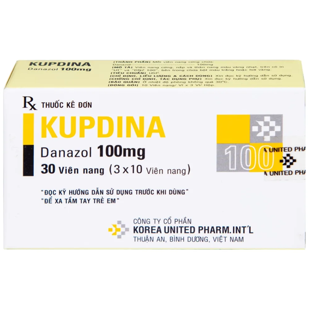 Hình ảnh Viên nang cứng Kupdina 100mg Korea United Pharm điều trị đau trong lạc nội mạc tử cung, u xơ tuyến vú (3 vỉ x 10 viên)