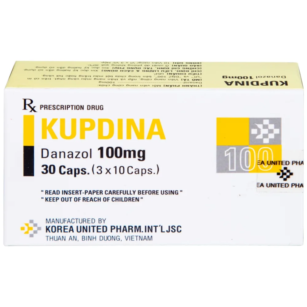 Hình ảnh Viên nang cứng Kupdina 100mg Korea United Pharm điều trị đau trong lạc nội mạc tử cung, u xơ tuyến vú (3 vỉ x 10 viên)
