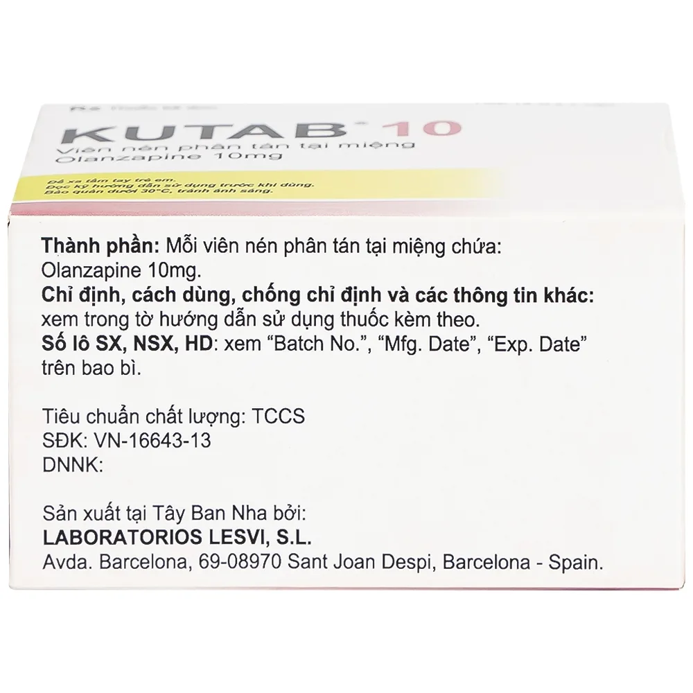 Hình ảnh Thuốc Kutab 10 Levis điều trị tâm thần phân liệt, giai đoạn hưng cảm vừa đến nặng (12 vỉ x 7 viên)