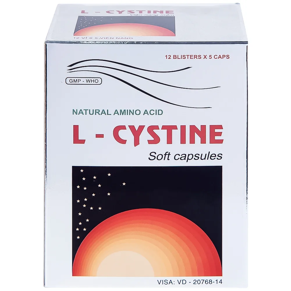 Hình ảnh Viên nang mềm L-Cystine 500mg Medisun bổ sung cho người suy dinh dưỡng, kém hấp thu, sạm da (12 vỉ x 5 viên)
