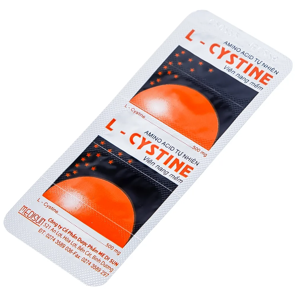 Hình ảnh Viên nang mềm L-Cystine 500mg Medisun bổ sung cho người suy dinh dưỡng, kém hấp thu, sạm da (12 vỉ x 5 viên)