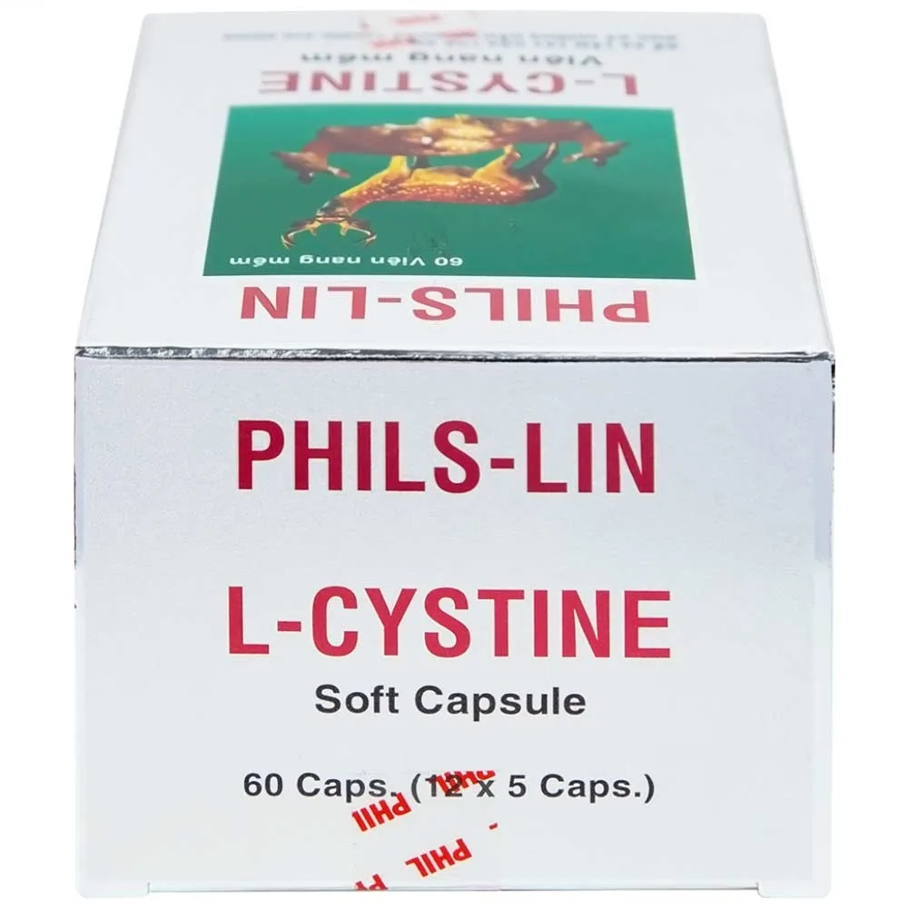 Hình ảnh Viên nang mềm L-Cystine 500mg Phils Lin hỗ trợ điều trị viêm da do thuốc, sạm da, tàn nhang (12 vỉ x 5 viên)