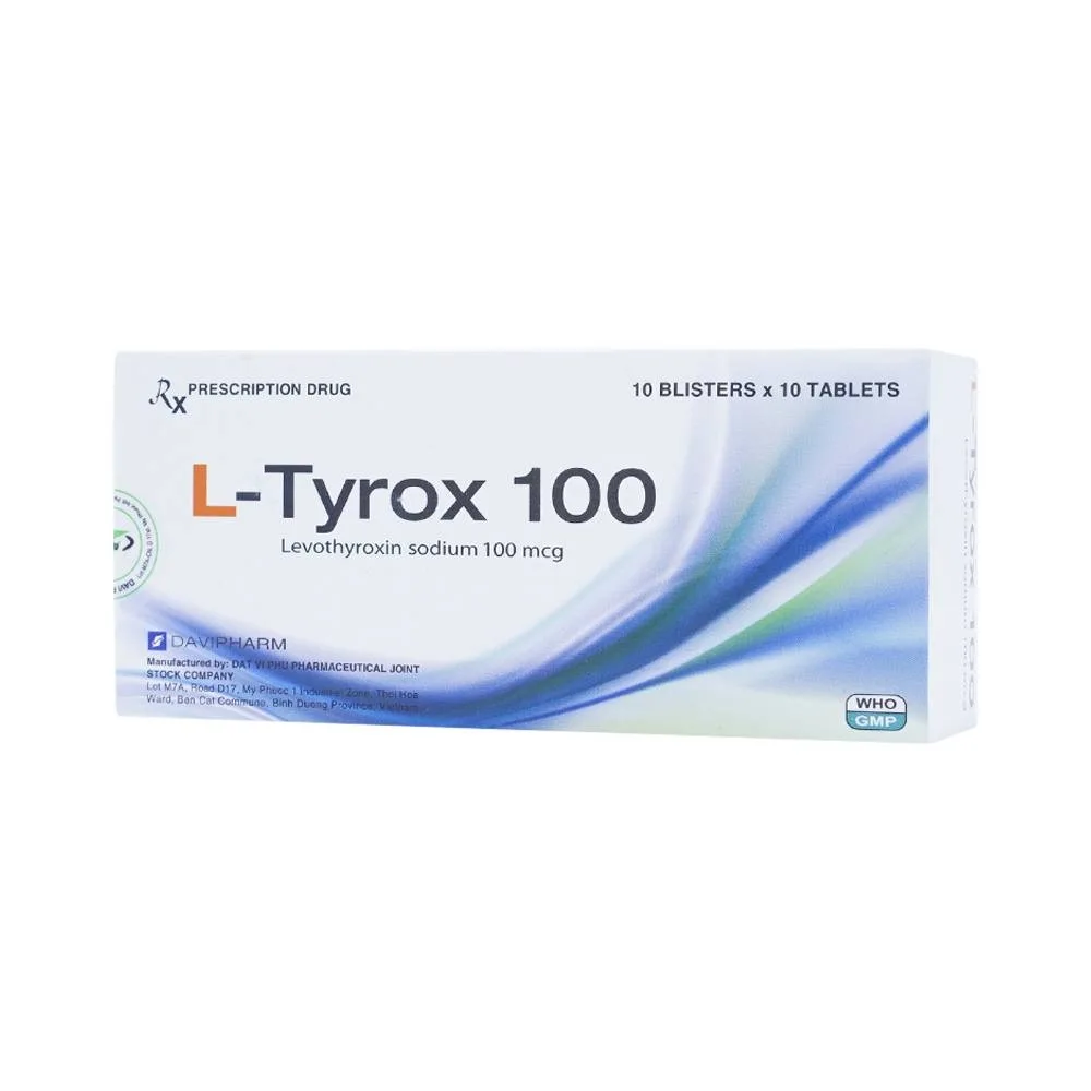 Hình ảnh Thuốc L-Tyrox 100 DaviPharm điều trị hội chứng suy giáp (10 vỉ x 10 viên)