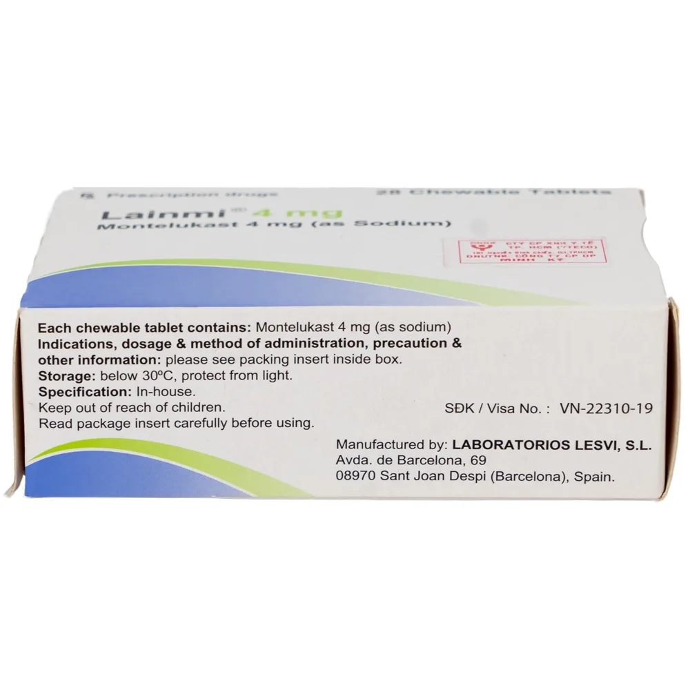 Hình ảnh Thuốc Lainmi 4mg Lesvi phòng ngừa và điều trị hen (4 vỉ x 7 viên)