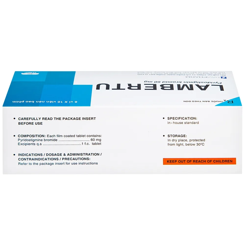 Hình ảnh Viên nén Lambertu 60mg DaviPharm điều trị bệnh nhược cơ (6 vỉ x 10 viên)