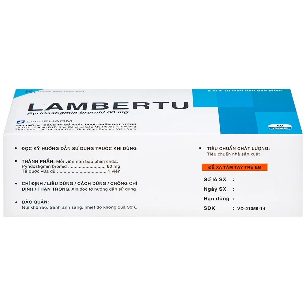 Hình ảnh Viên nén Lambertu 60mg DaviPharm điều trị bệnh nhược cơ (6 vỉ x 10 viên)