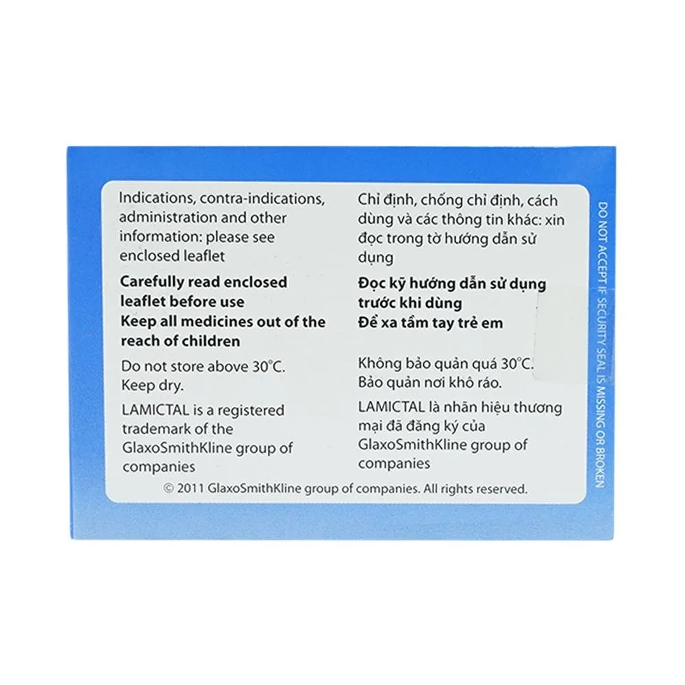 Hình ảnh Viên nén Lamictal 25mg GSK điều trị động kinh và phòng ngừa bệnh rối loạn lưỡng cực (3 vỉ x 10 viên)