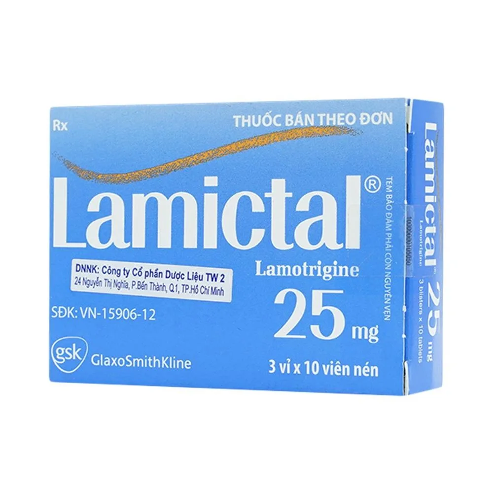 Hình ảnh Viên nén Lamictal 25mg GSK điều trị động kinh và phòng ngừa bệnh rối loạn lưỡng cực (3 vỉ x 10 viên)