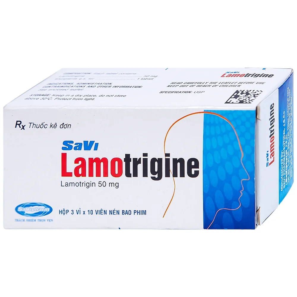 Hình ảnh Viên nén Lamotrigine 50mg SaVi điều trị động kinh (3 vỉ x 10 viên)