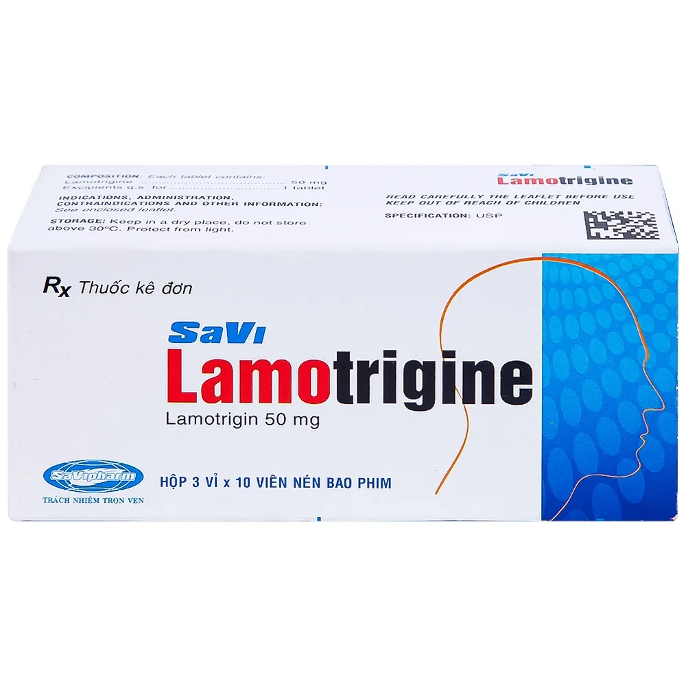 Hình ảnh Viên nén Lamotrigine 50mg SaVi điều trị động kinh (3 vỉ x 10 viên)